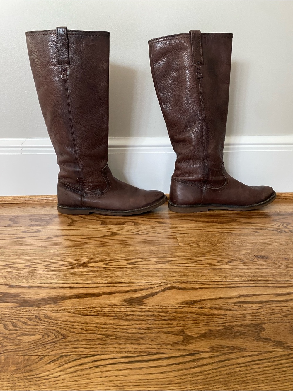 Frye size 10 Celia X stitch tall riding boots dark brown leather pull on - Picture 5 of 16